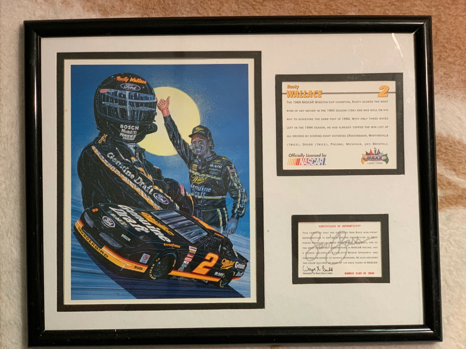 Rusty Wallace 1989 Nascar Winston Cup Champion-Sam Bass-Maxx Race Cards  # 3185