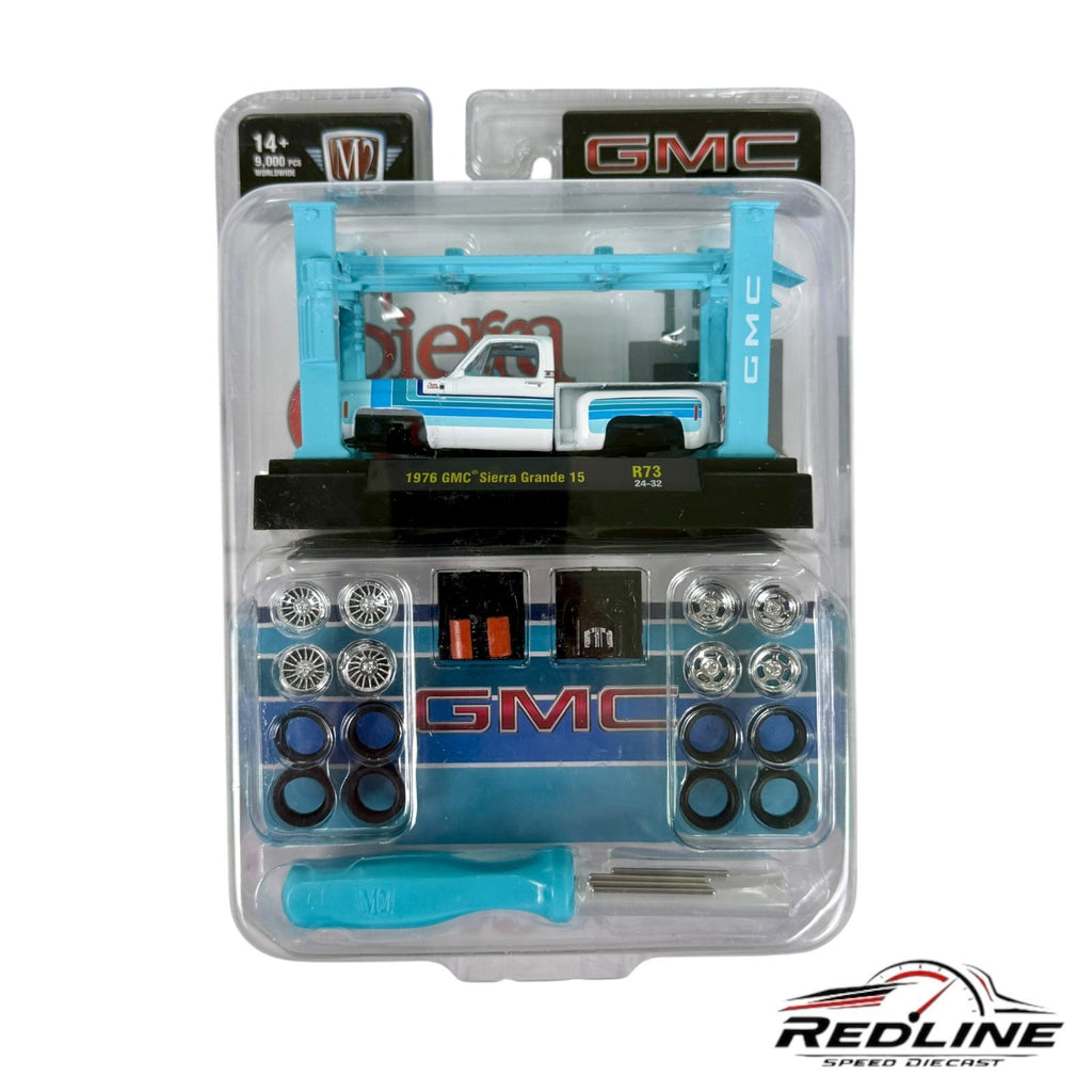 🇺🇸M2 Machines White Blue 1976 GMC Sierra Grande 15 SModel Kit R73 H29🇺🇸