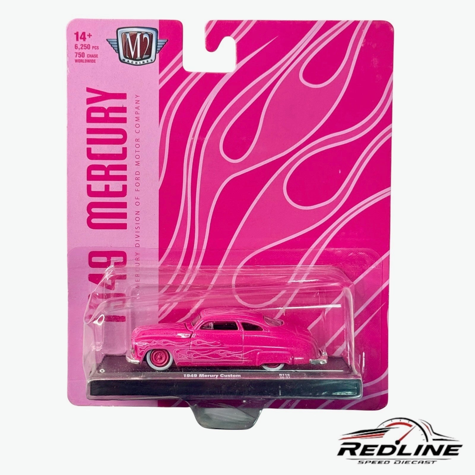 🇺🇸M2 Machines 1949 MERCURY Custom R115 Pink Flames H17🇺🇸
