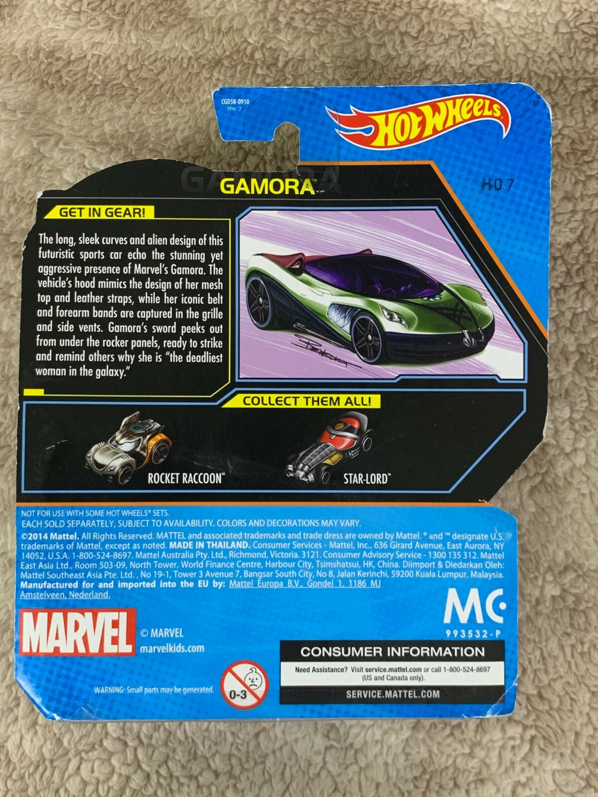 🔥🔥Hot Wheels Marvel Guardians of The Galaxy Vol. 2 Character Car Gamora H7🔥🔥