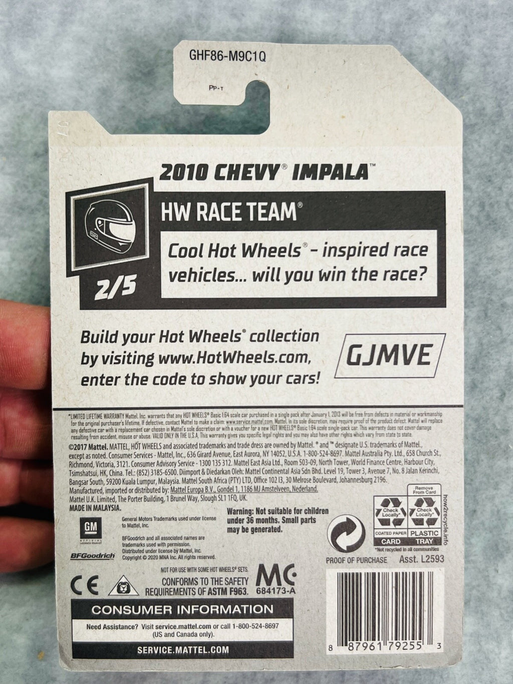 Hot Wheels HW Race Team 2/5 2010 Chevy Impala White H25