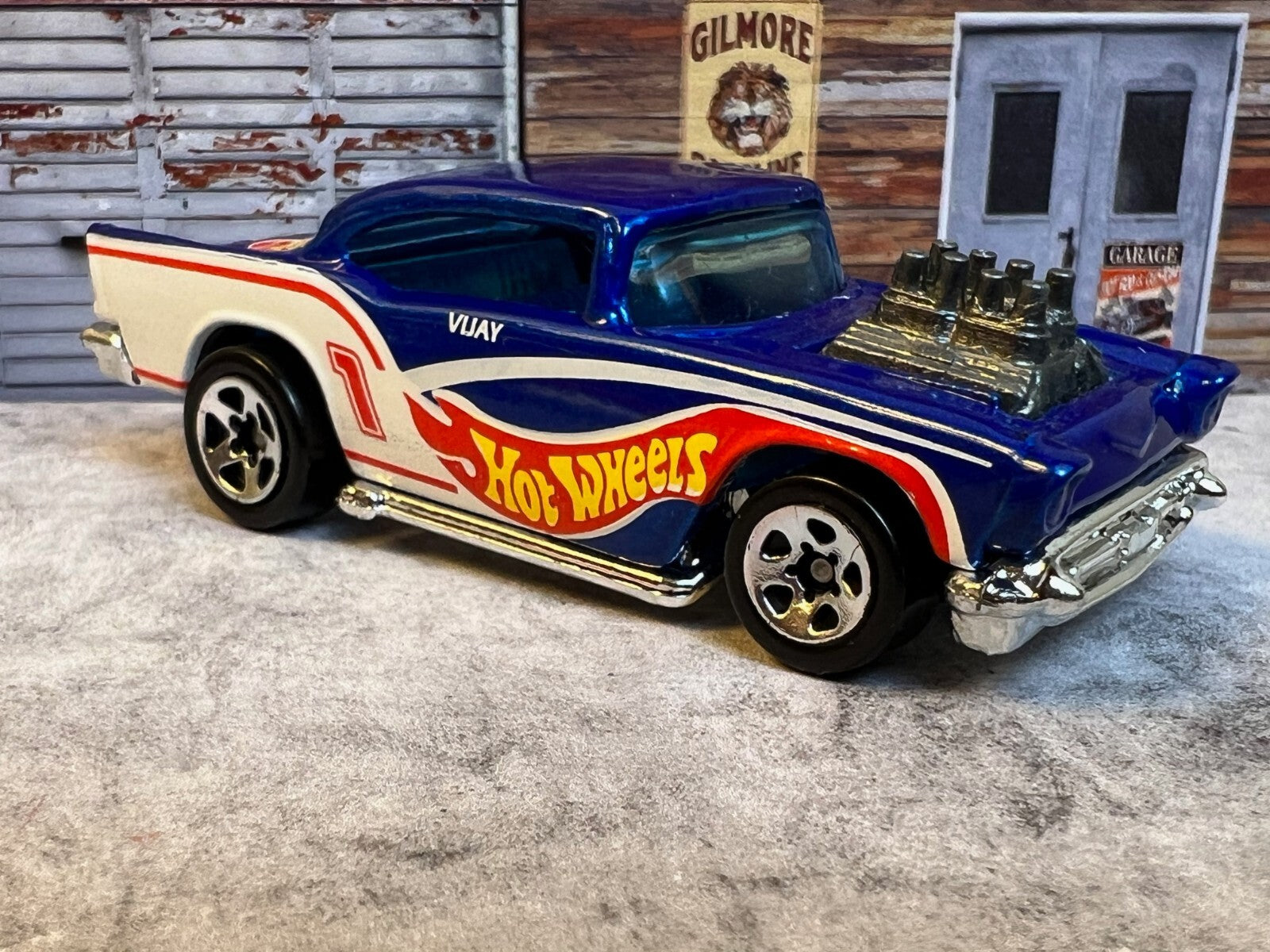 🔥🔥🔥Vintage 1976 Hot Wheels '57 Chevy Red White Blue Exposed Engine c6🔥🔥🔥