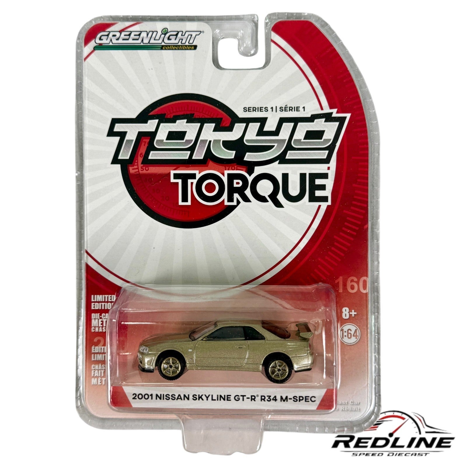 🎌Greenlight 2001 Nissan Skyline GT-R R34 M-SPEC Tokyo Torque 1:64 H26🎌