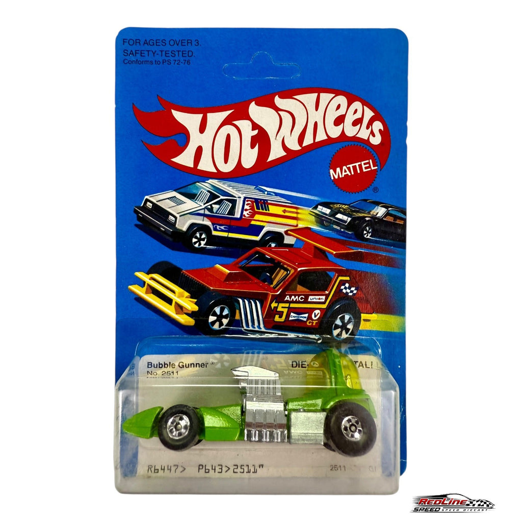 🔥🔥🔥Hot Wheels BlackwallsBubble Gunner Green No. 2511 H31🔥🔥🔥
