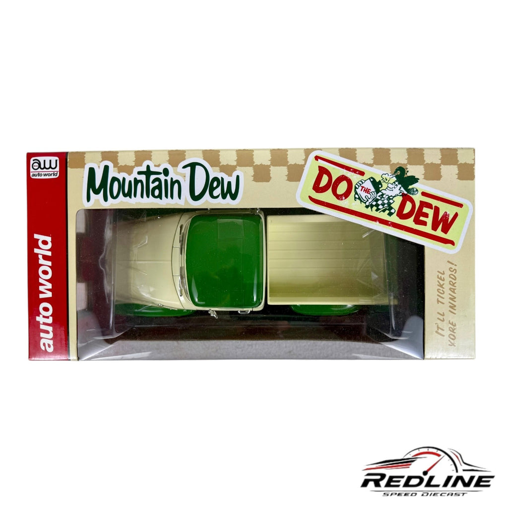 🇺🇸🇺🇸Auto World 1956 Ford F-100 Mountain Dew Beige/Green 1:18 B3🇺🇸🇺🇸