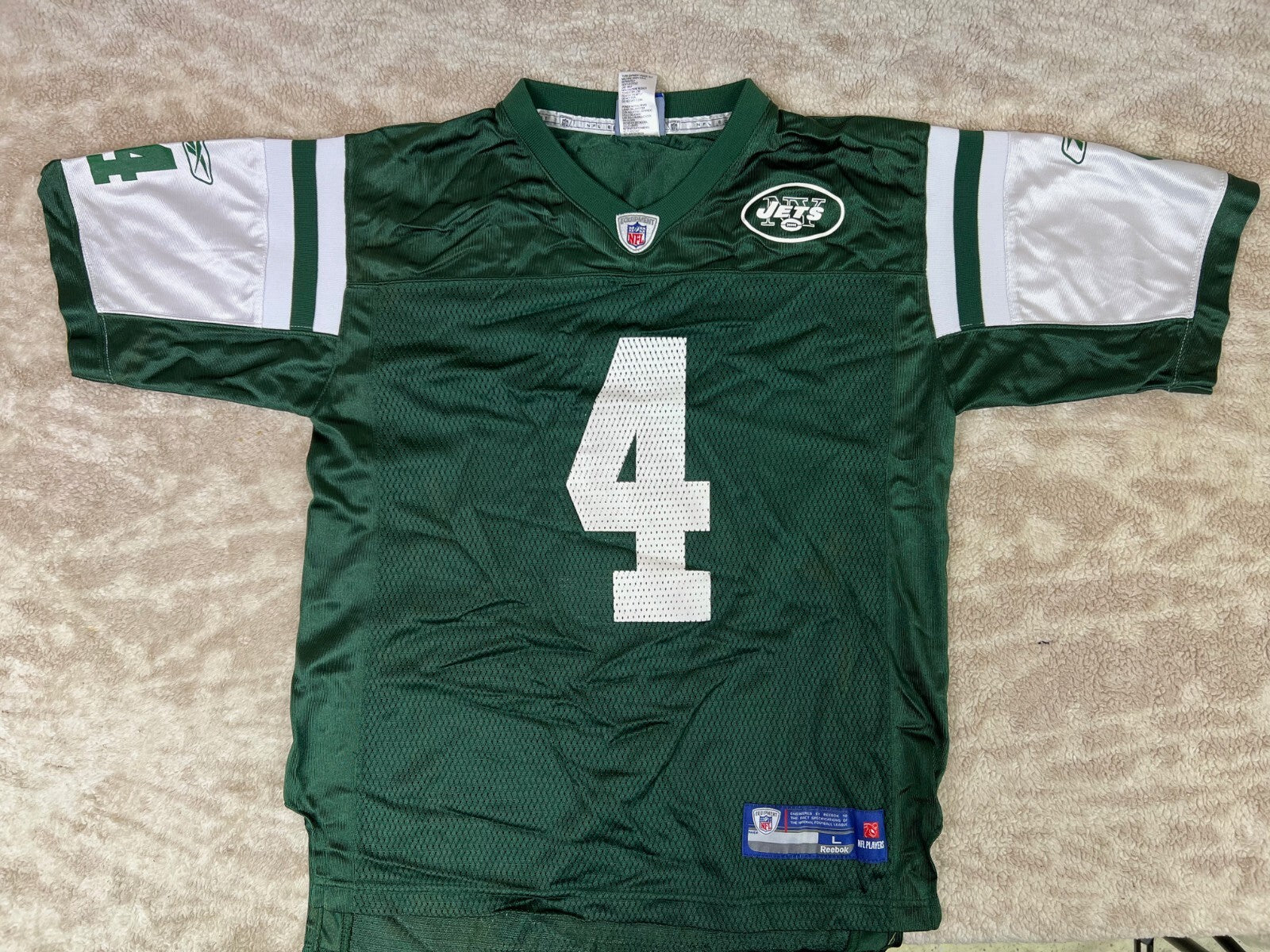 🏈🏈Reebok NFL On Field New York Jets Brett Farve #4 Jersey Youth LG 14-16🏈🏈