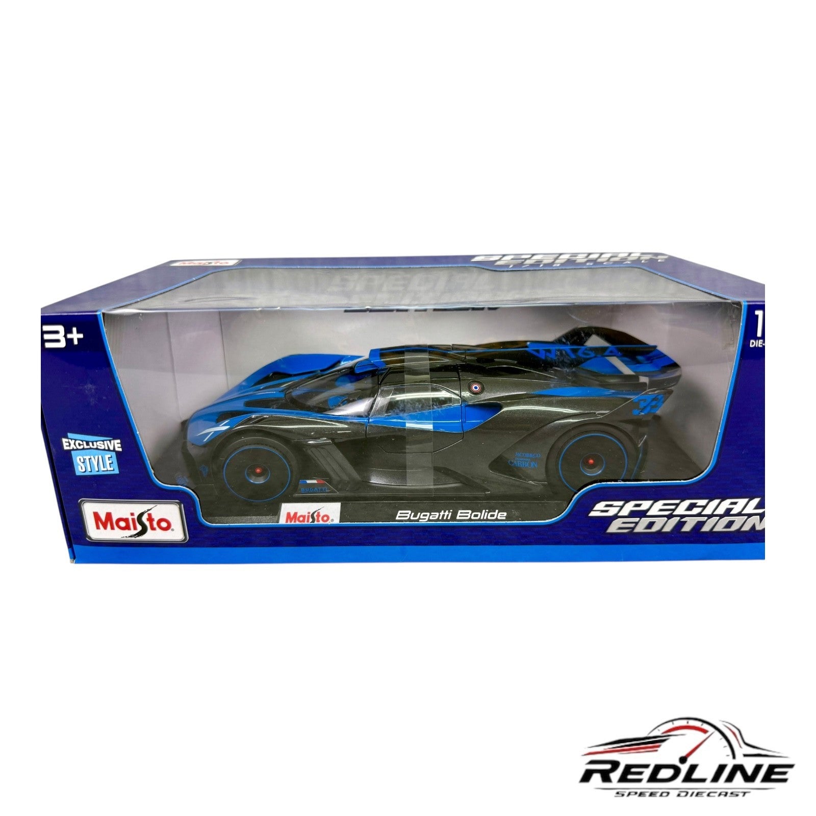 🇫🇷🇫🇷Maisto Special Edition Bugatti Bolide Blue & Black 1:18🇫🇷🇫🇷