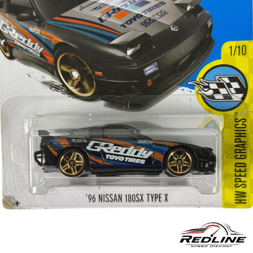 🎌Hot Wheels '96 Nissan 180SX Type X Black Greddy Livery HW Speed Graphics H6🎌
