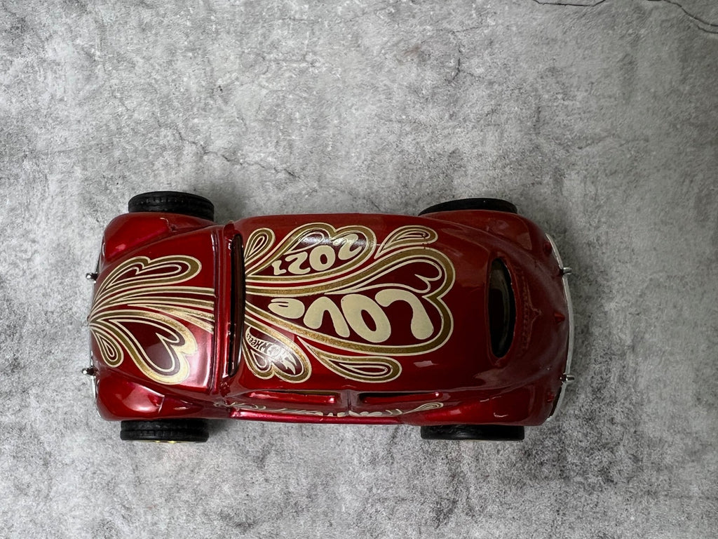 🇩🇪Hot Wheels Holiday Racers Red Valentine VW Beetle CUSTOM WHEELS C13🇩🇪