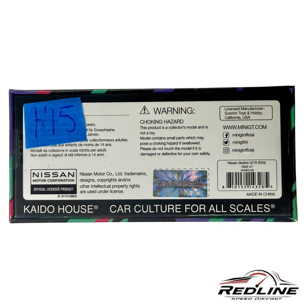 🎌🎌Nissan Skyline GT-R (R33) GREDDY GR33 V1 SEALED 1:64 H15🎌🎌