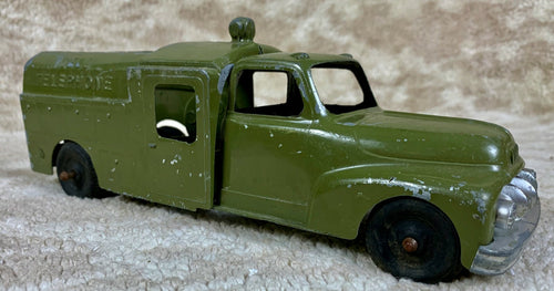 *********Hubley Kiddie Toy #478 Bell Telephone Truck Army Green - 1950s*********