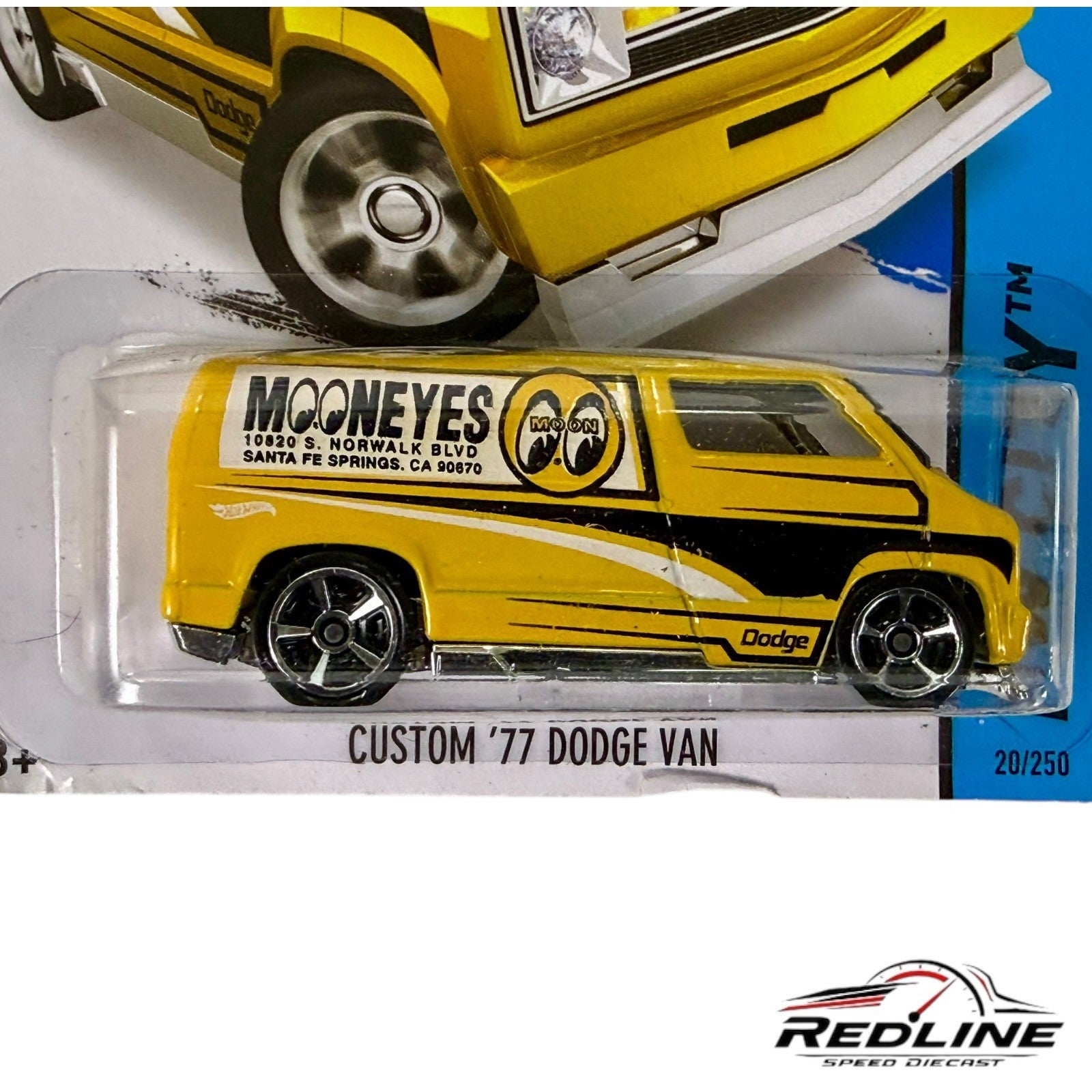 🇺🇸Hot Wheels HW City Custom '77 Dodge Van 20/250 Mooneyes Yellow H6🇺🇸