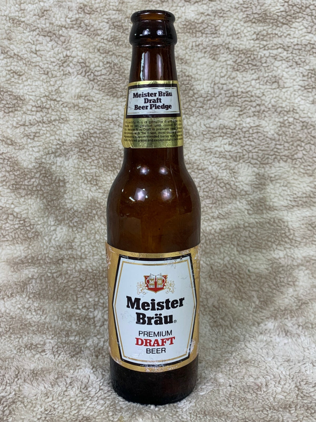 *****Meister Brau Premium Draft Beer Bottle Glass Brown Empty Barware BB01******