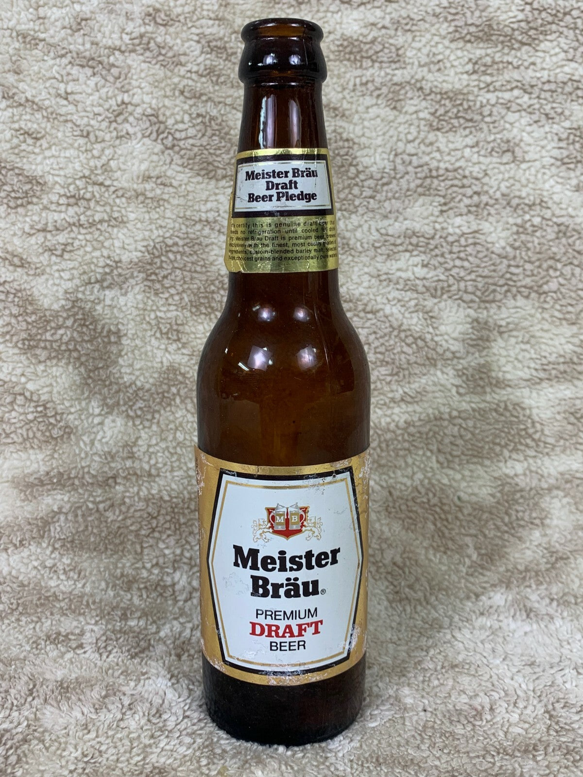 *****Meister Brau Premium Draft Beer Bottle Glass Brown Empty Barware BB01******