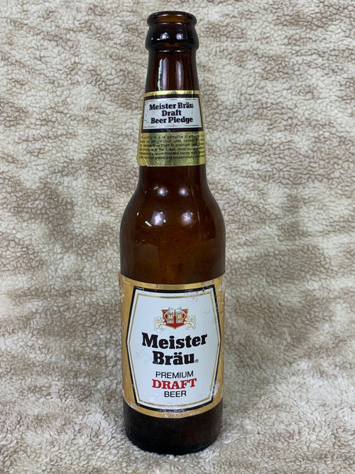 *****Meister Brau Premium Draft Beer Bottle Glass Brown Empty Barware BB01******