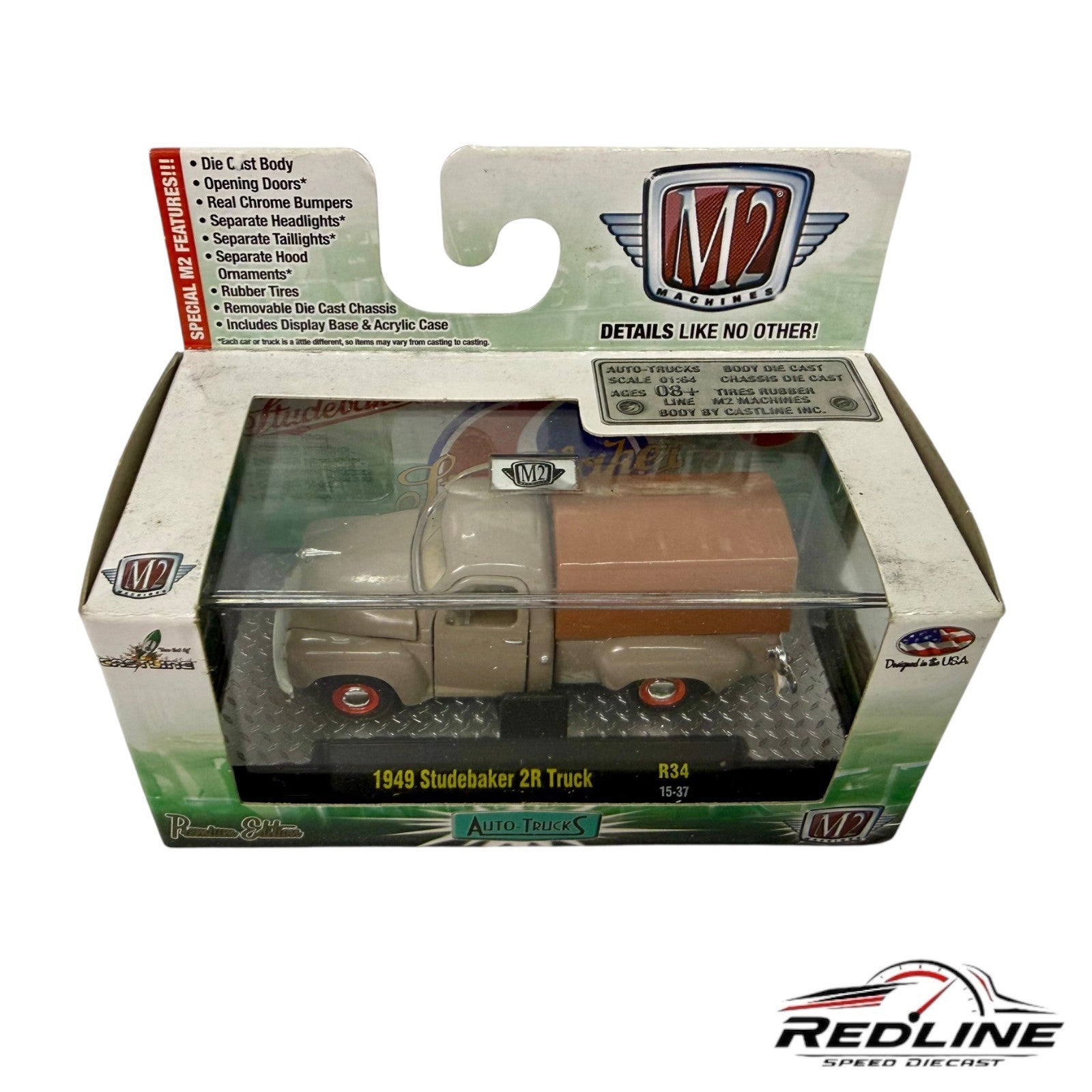 🇺🇸M2 Machines Auto-Trucks 1:64 1949 Studebaker 2R Truck R34 15-37 H1🇺🇸