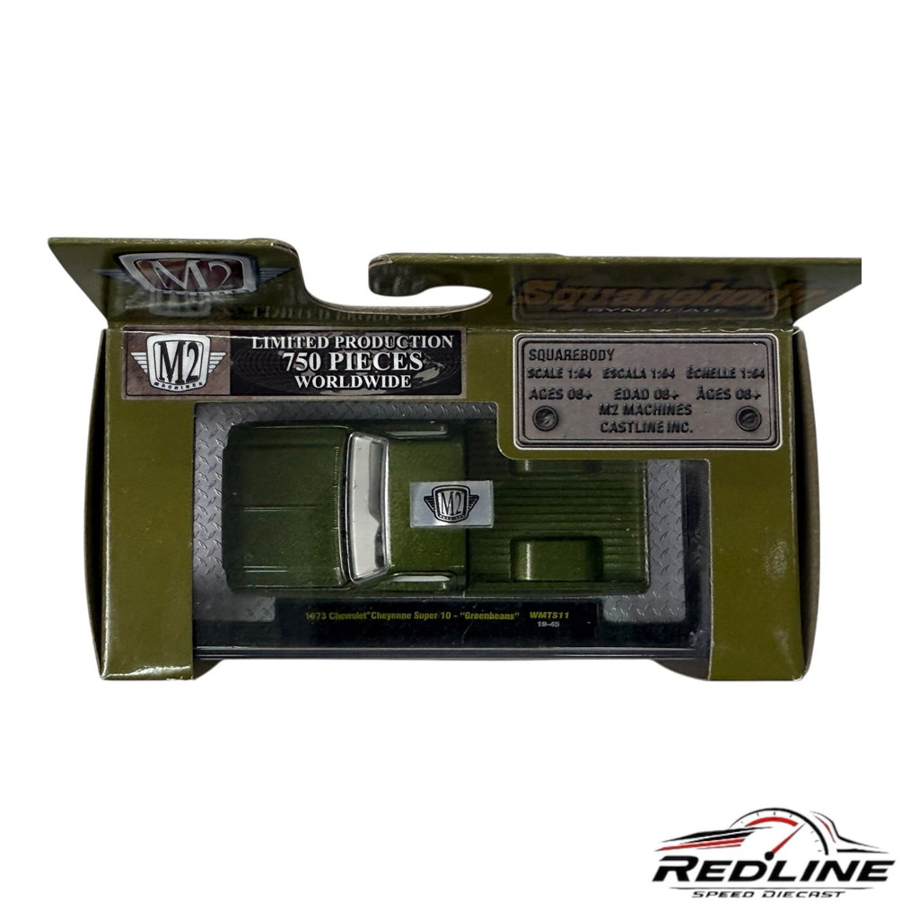 M2 Machine Squarebody Syndicate ‘73 Chevy Cheyenne Super 10 Greenbeans CHASE H2