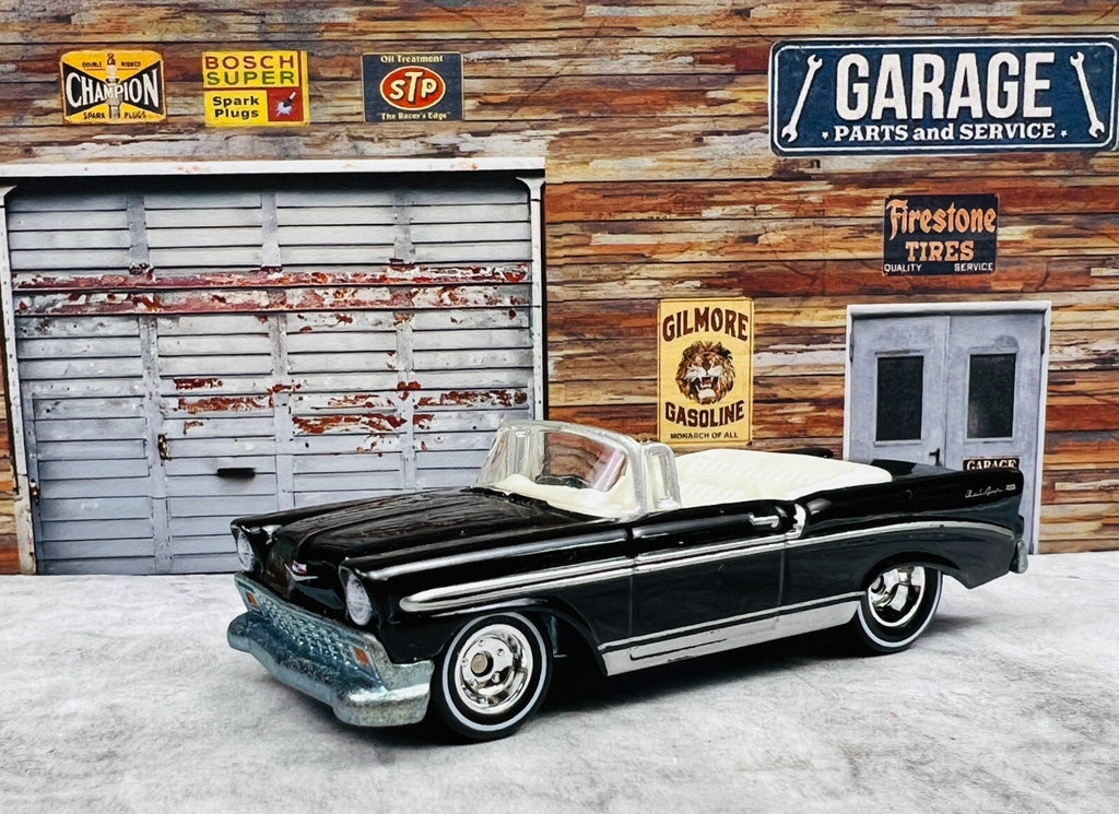 🇺🇸🇺🇸🇺🇸Hot Wheels  '56 Chevy Black Convertible Real Riders C1🇺🇸🇺🇸🇺🇸
