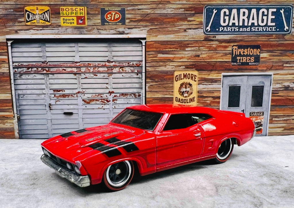 🇺🇸🇺🇸Hot Wheels Garage '73 Ford Falcon XB Metal Real Riders Red C4🇺🇸🇺🇸