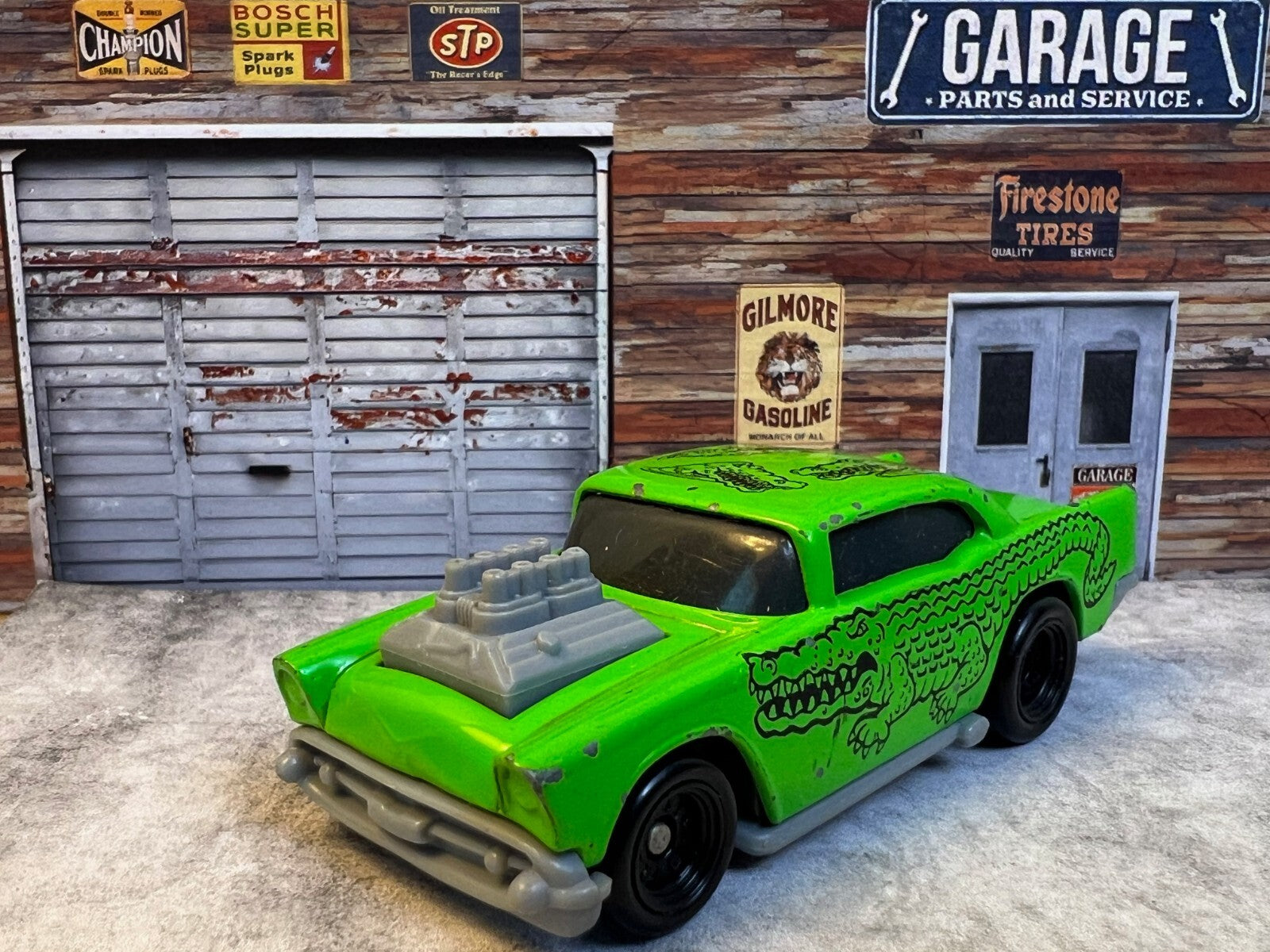 🔥🔥1993 Mattel HOT WHEELS 1957 Chevy Green Alligator Muscle Car C5🔥🔥