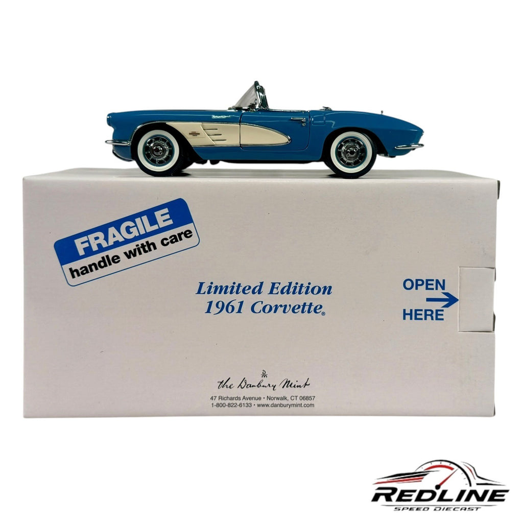 🇺🇸Danbury Mint Limited Edition 1961 Chevrolet Corvette Blue w/Box 1:24 C2🇺🇸