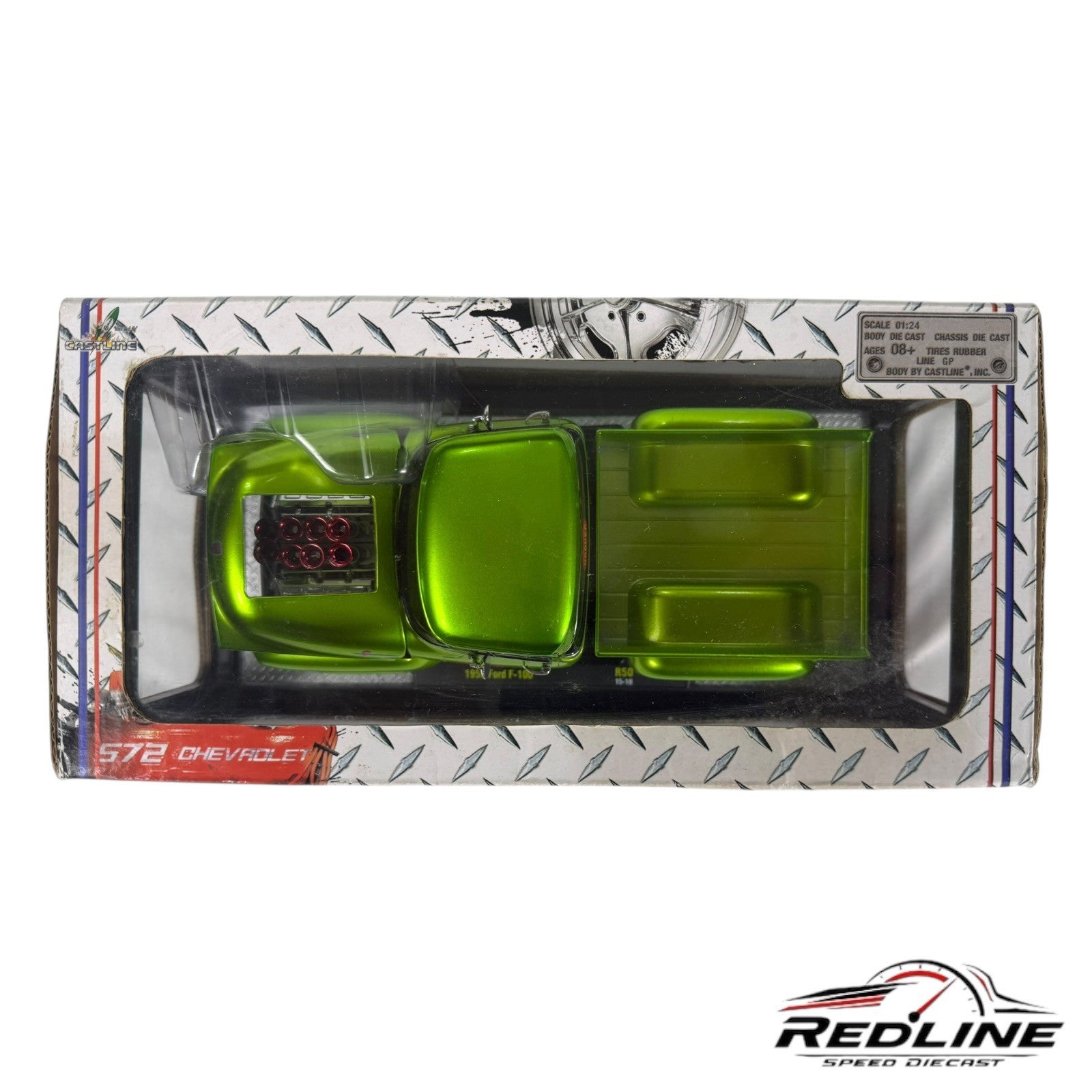🔥M2 Machines Ground Pounders 1956 Ford F-100 Pickup Hooker Headers 1:24 D1🔥