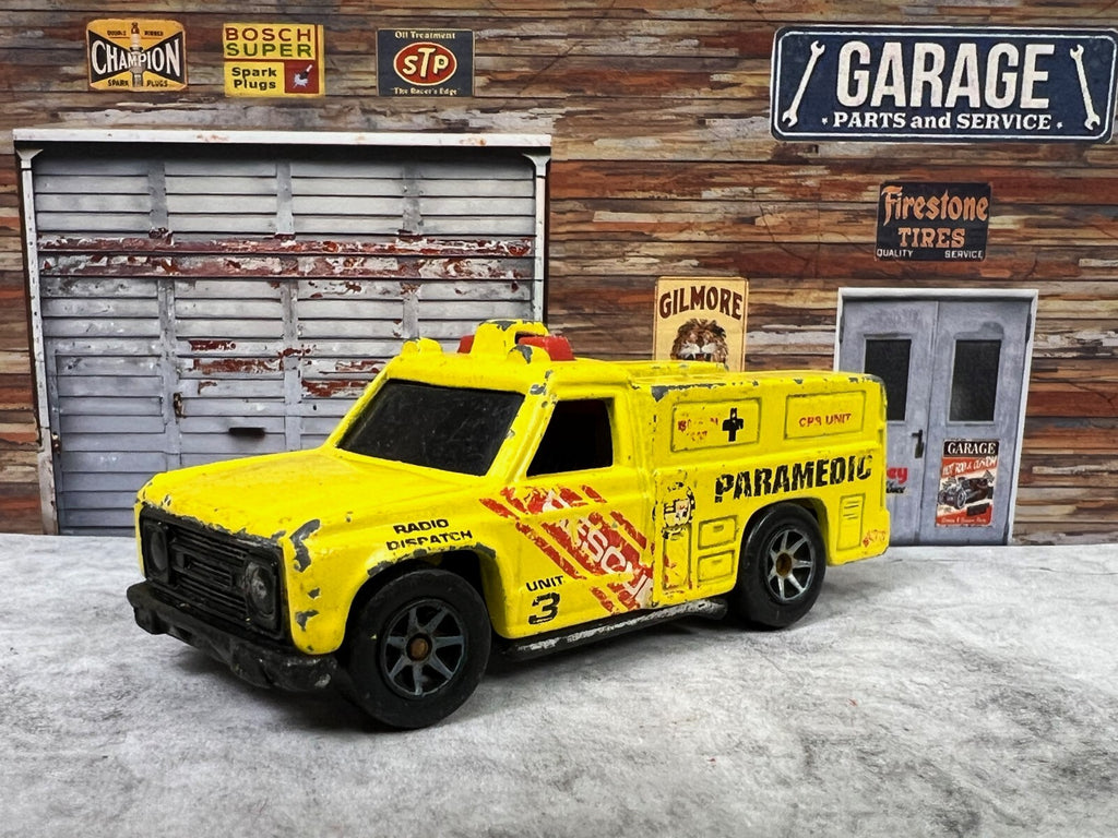 🔥🔥🔥Mattel Hot Wheels 1974 Rescue Unit 3 Yellow Paramedic Truck c14🔥🔥🔥