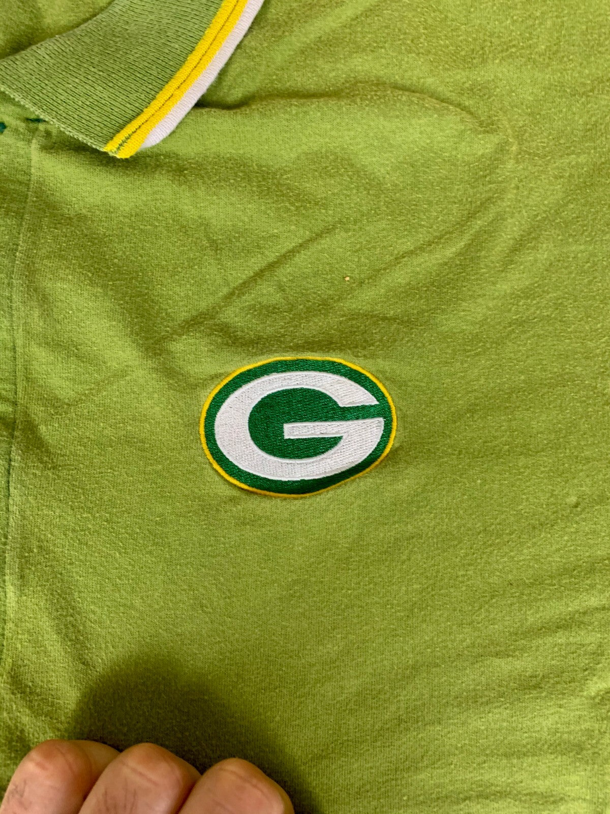 VTG Green Bay Packers Reebok NFL Proline Embroidered Polo Golf Shirt XL Green