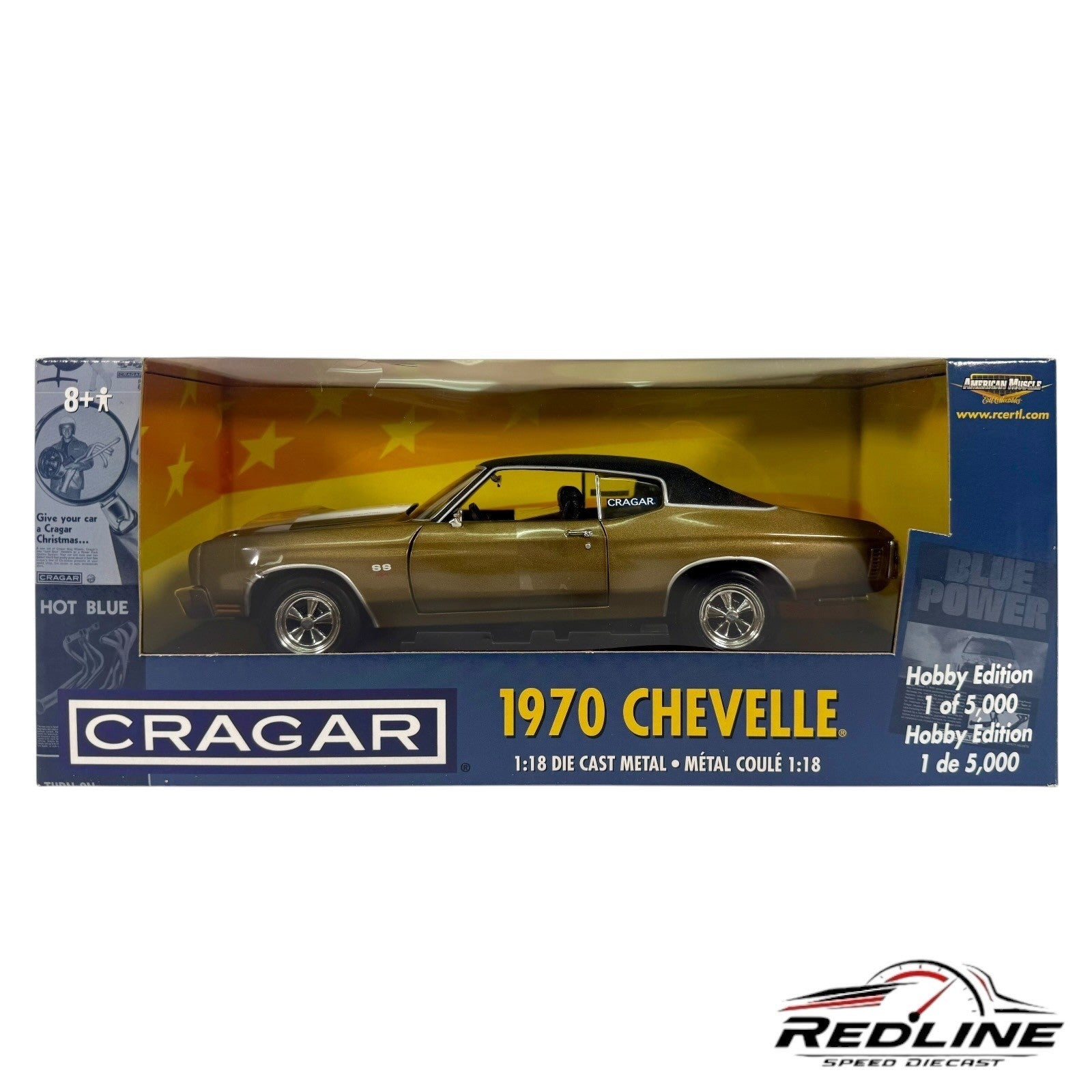 🇺🇸Ertl 1970 Chevelle SS454 Cragar Gold With Black Top 1:18 C3🇺🇸
