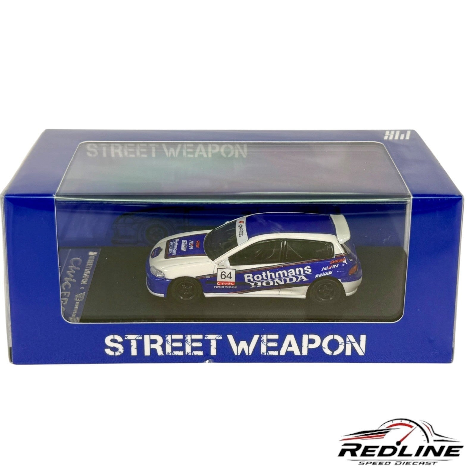 🎌Street Weapon Honda Civic EG6 Blue Rothmans Limited Edition 1:64 H3🎌