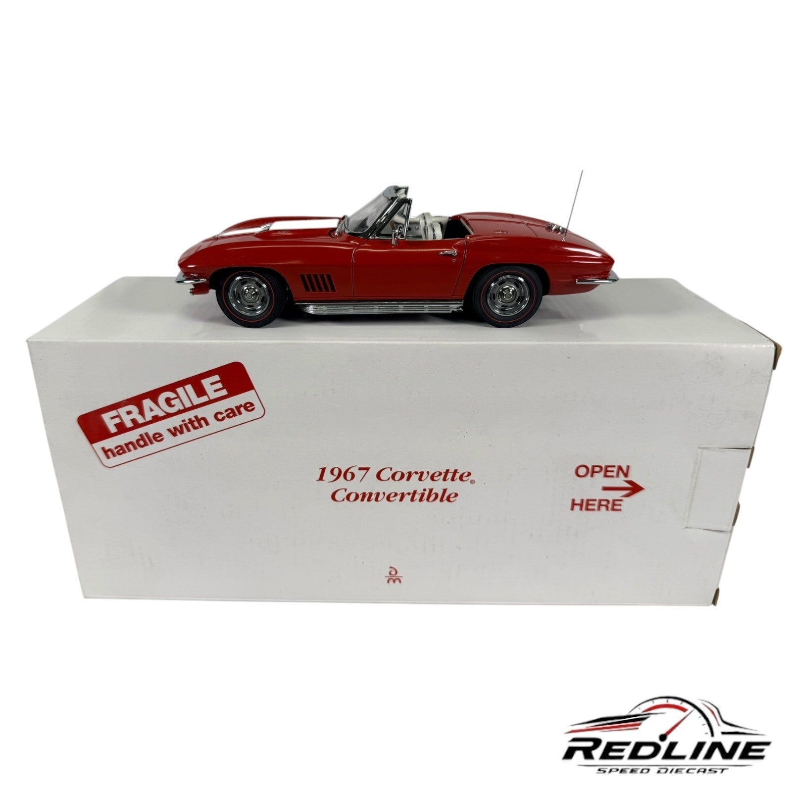 🇺🇸Danbury Mint 1967 Corvette Convertible Red & White 1:24 C2🇺🇸