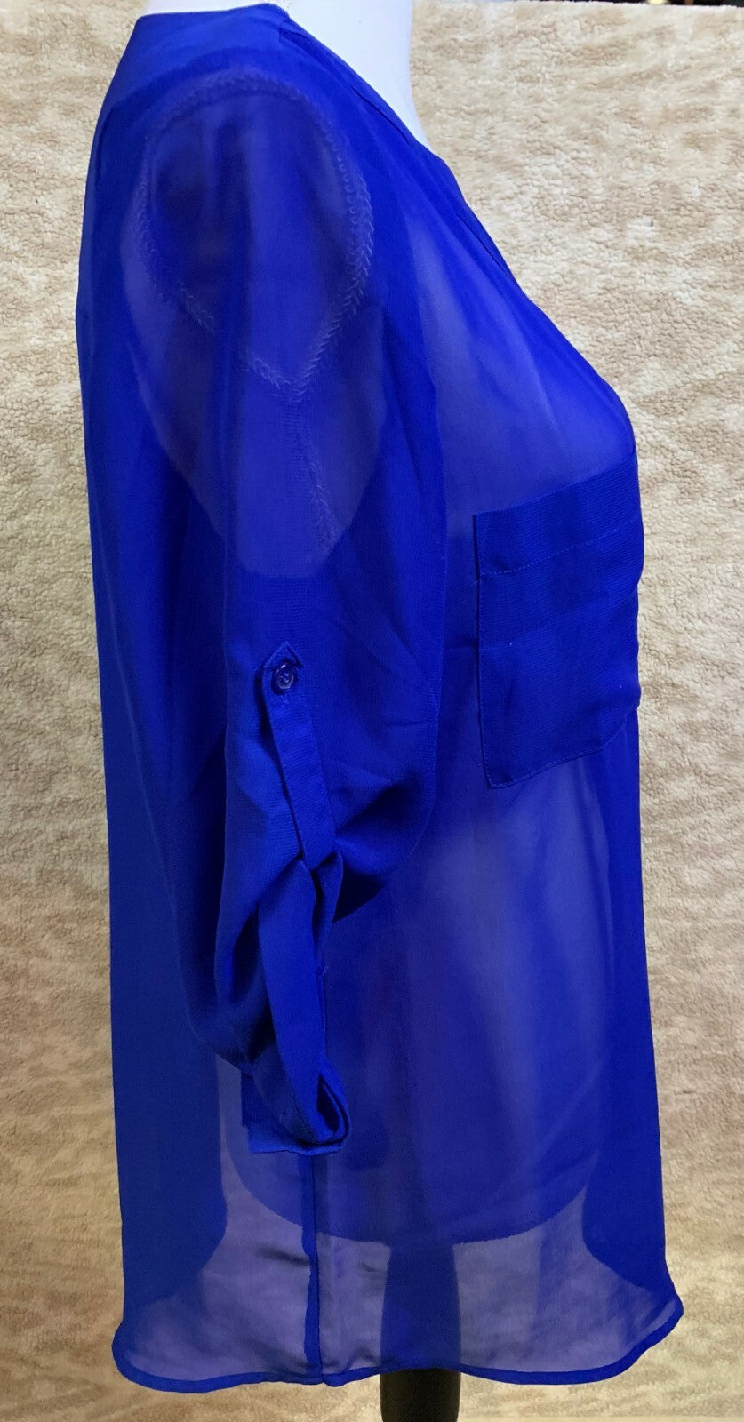 Maurices~Blue Button Down V-neck Top Blouse~Womens Size Medium