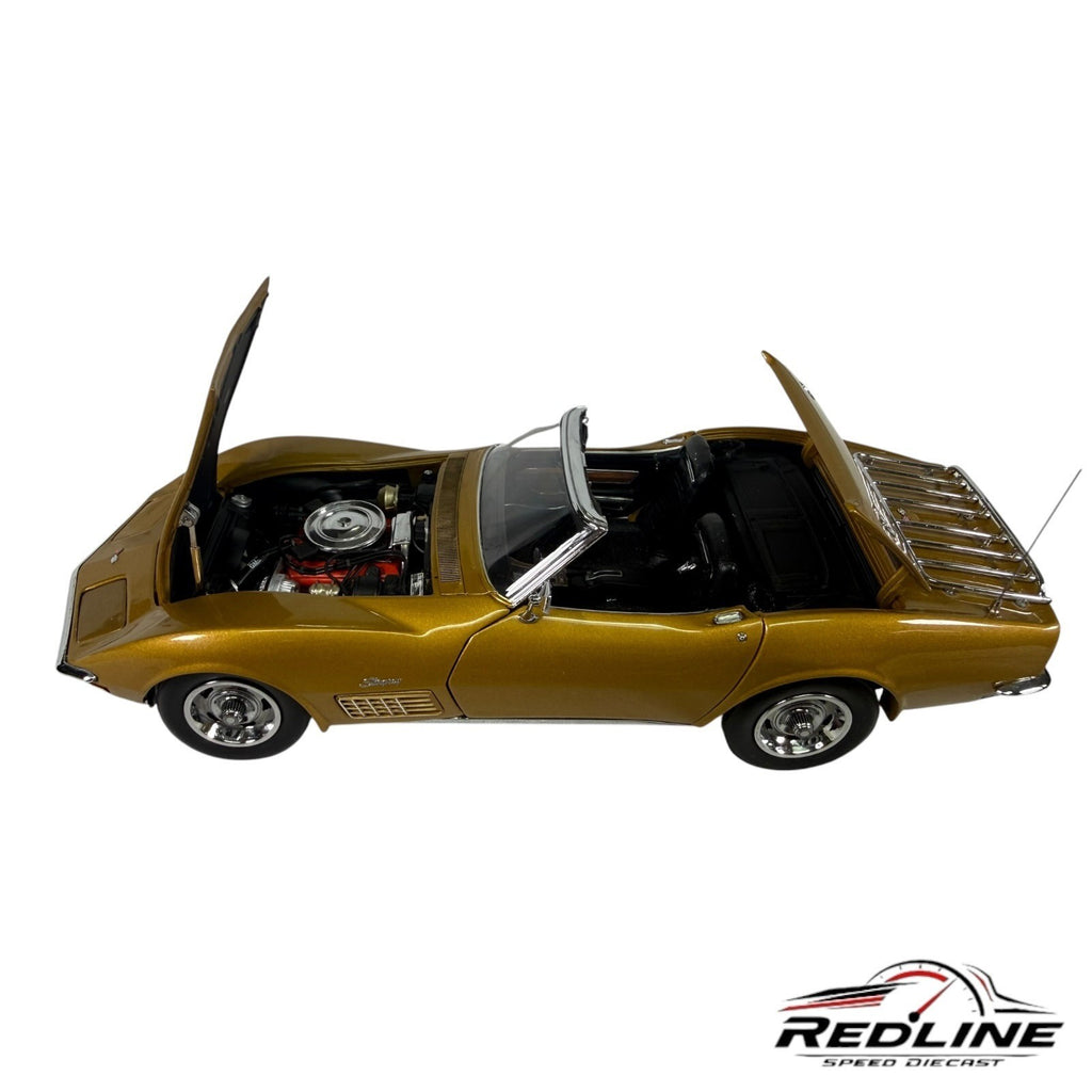 🦅🦅Danbury Mint 1972 Chevrolet Corvette Coupe Gold 1:24 D1🦅🦅