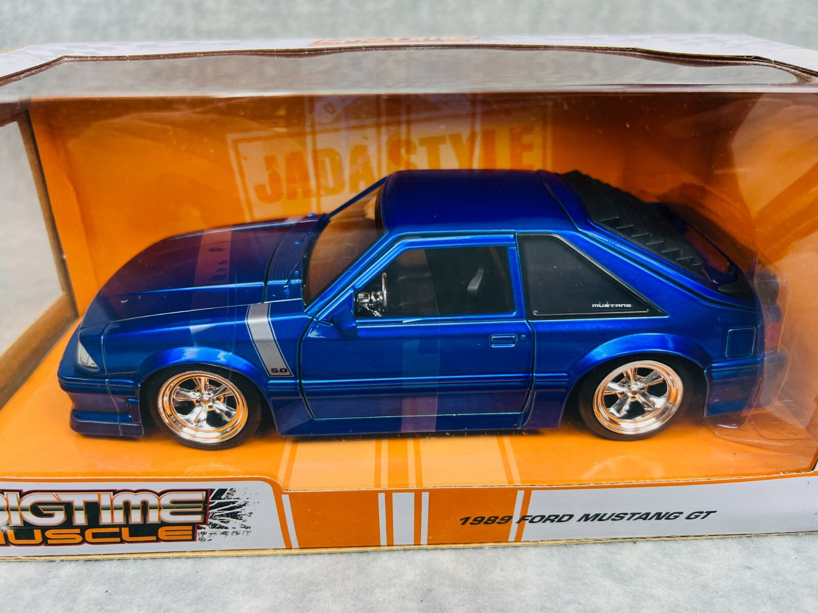 🐎🐎Jada Bigtime Muscle 1989 Ford Mustang GT 5.0  Diecast Model Blue 1:24🐎🐎