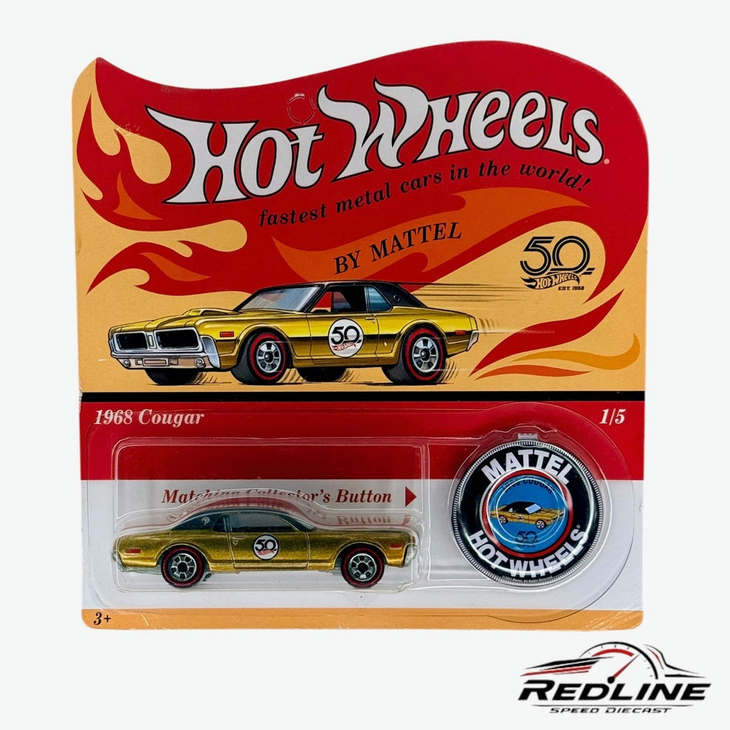 🇺🇸Hot Wheels 2018 50th Anniversary Originals 1/5 1968 Cougar Gold H28🇺🇸