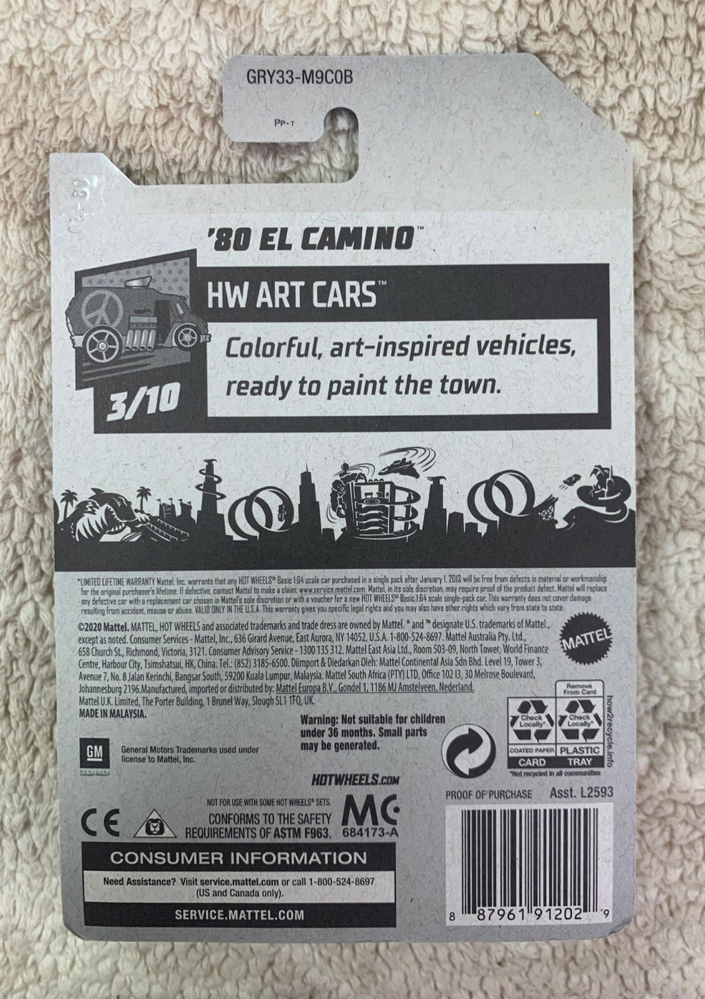 HOT WHEELS '80 El Camino 3/10 HW Art Cars 44/250 Diecast Collection 2021 HW05