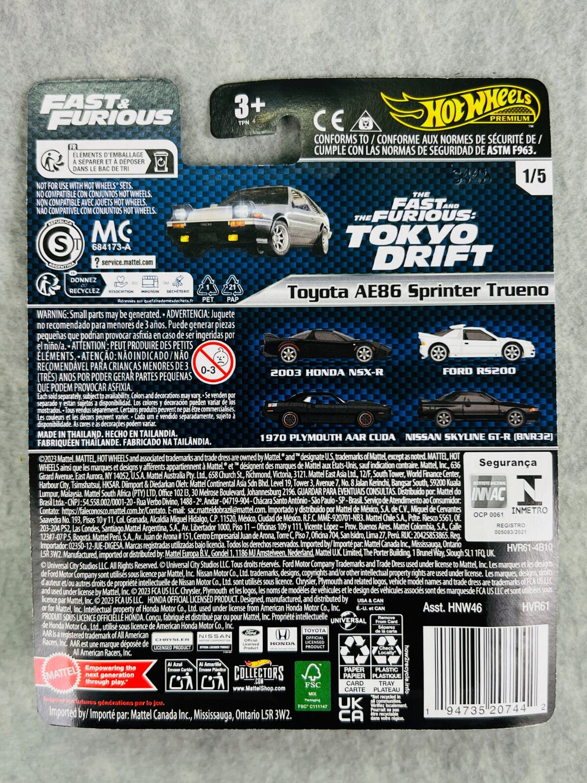 🎌🎌Hot Wheels Premium Fast & Furious 1/5 Toyota AE86 Sprinter Trueno H32🎌🎌