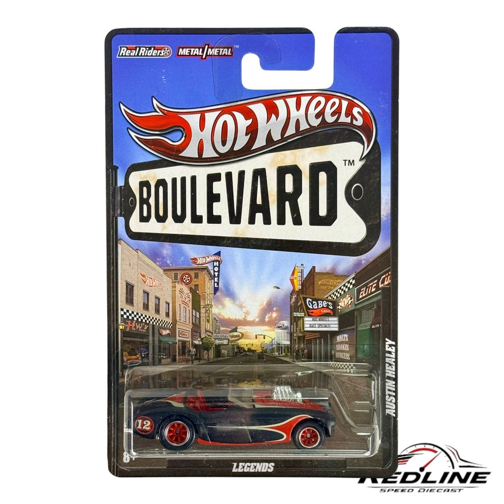 🇺🇸Hot Wheels Boulevard Austin Healey Legends Real Riders Black H13🇺🇸