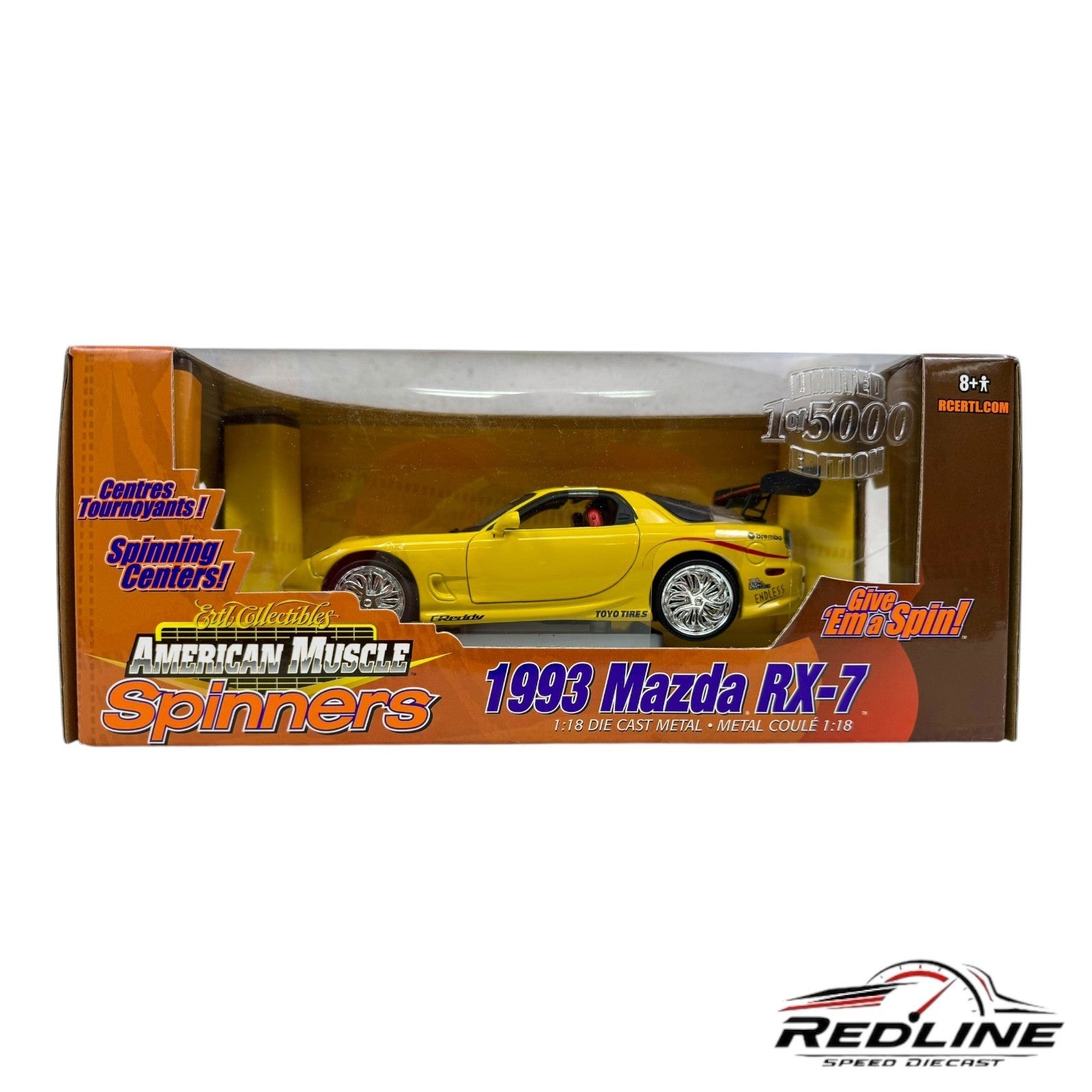 🔥Ertl Collectibles American Muscle Spinners 1993 Mazda RX-7 1 of 5000 1:18 HW🔥