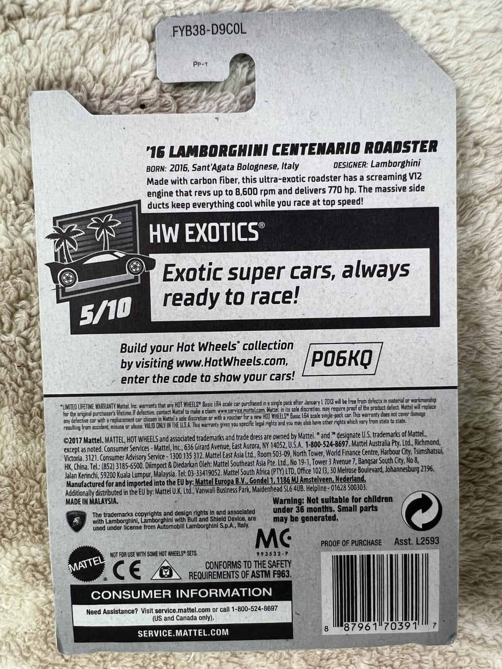 🇮🇹🇮🇹Hot Wheels '16 Lamborghini Centenario Roadster #213/250 HW19🇮🇹🇮🇹