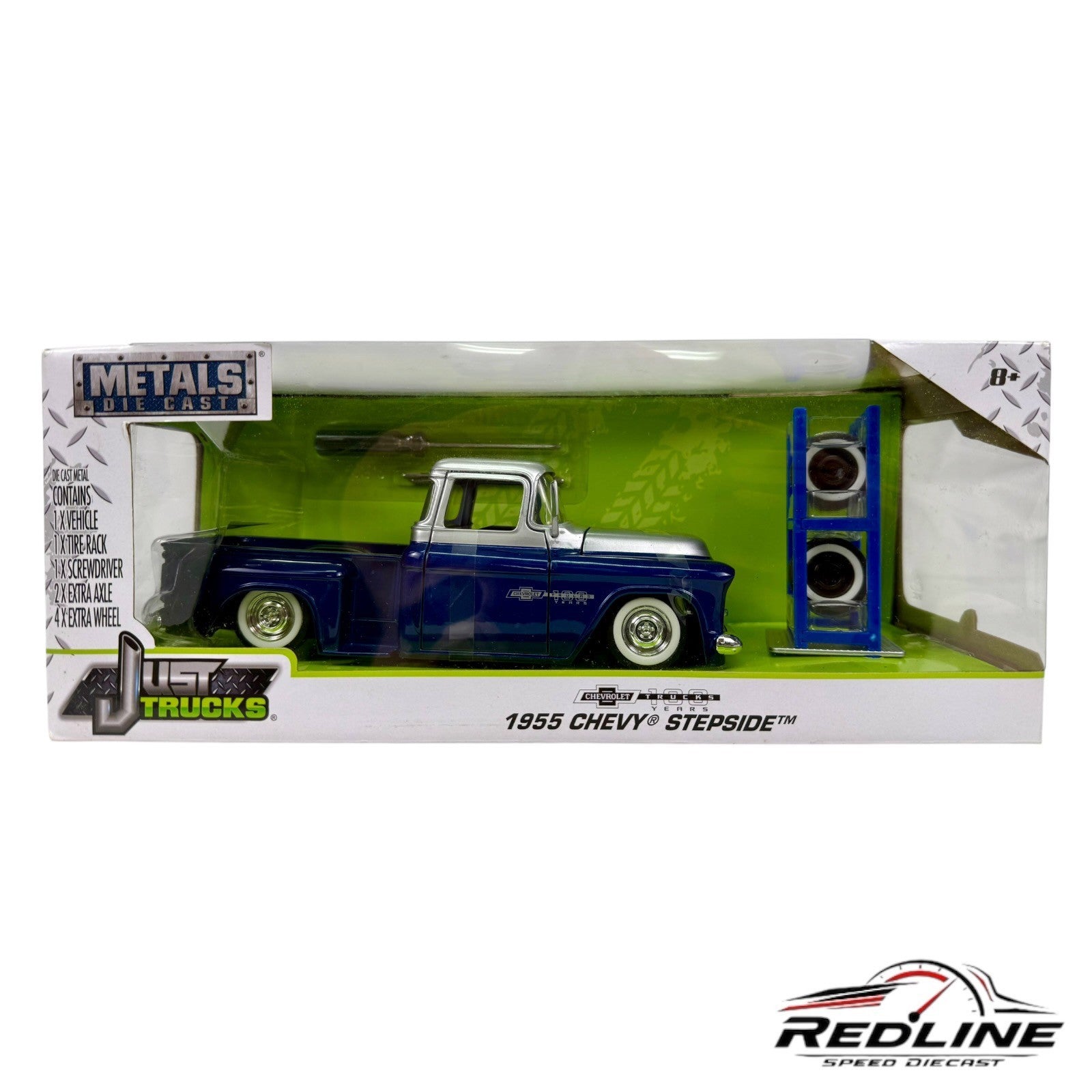 🇺🇸Jada 1955 Chevrolet Stepside Pickup Blue Chevrolet Trucks 100 Years 1:24🇺🇸