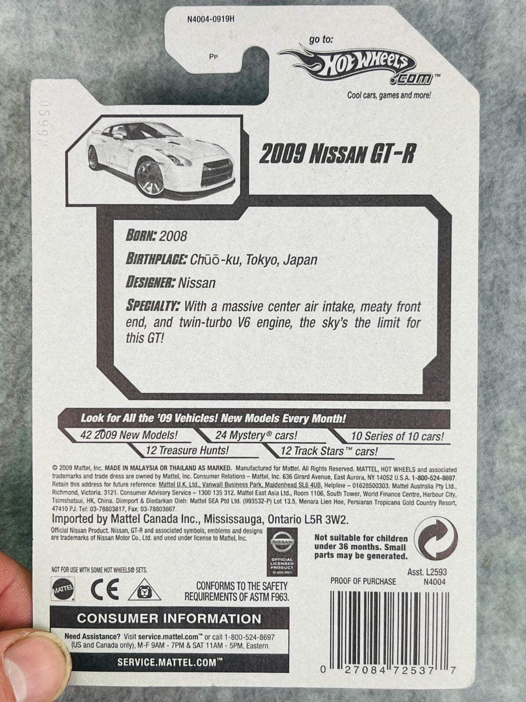 🎌🎌🎌Hot Wheels 2009 New Models 2009 Nissan GT-R in White H31🎌🎌🎌
