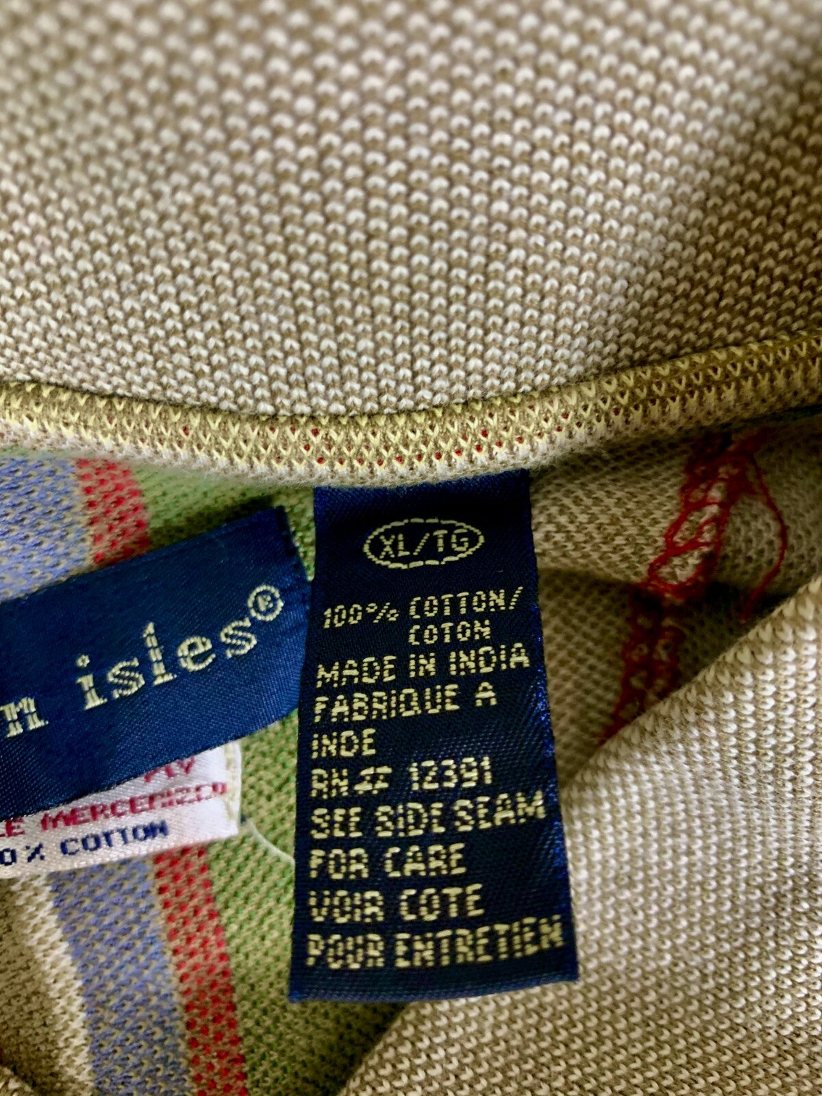 ****Vintage Mens Northern Isles Golf Polo Striped Red Green Blue Size X-Large***