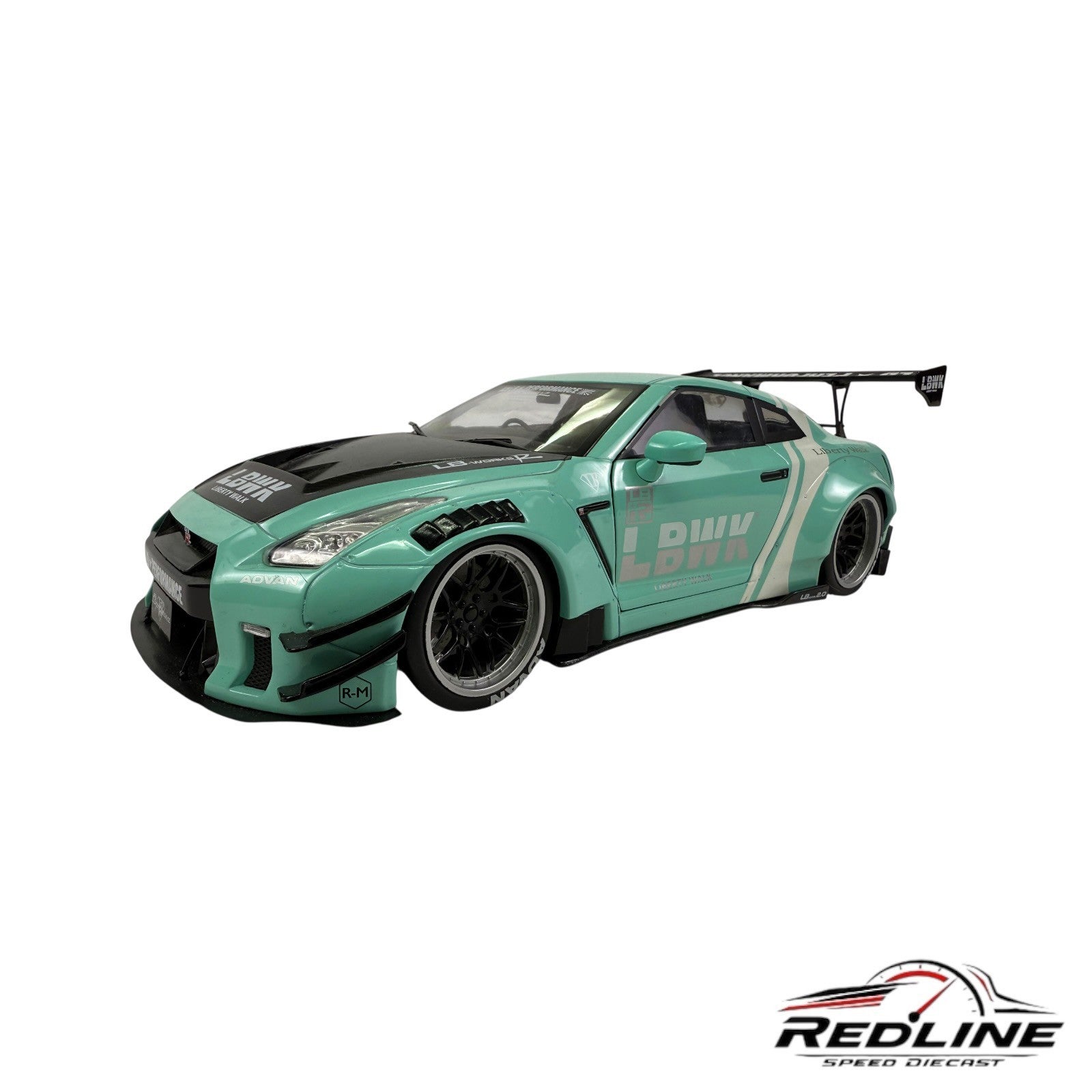 🎌🎌SOLIDO NISSAN GT-R (R35) LIBERTY WALK MINT GREEN NO BOX 1:18 L3🎌🎌