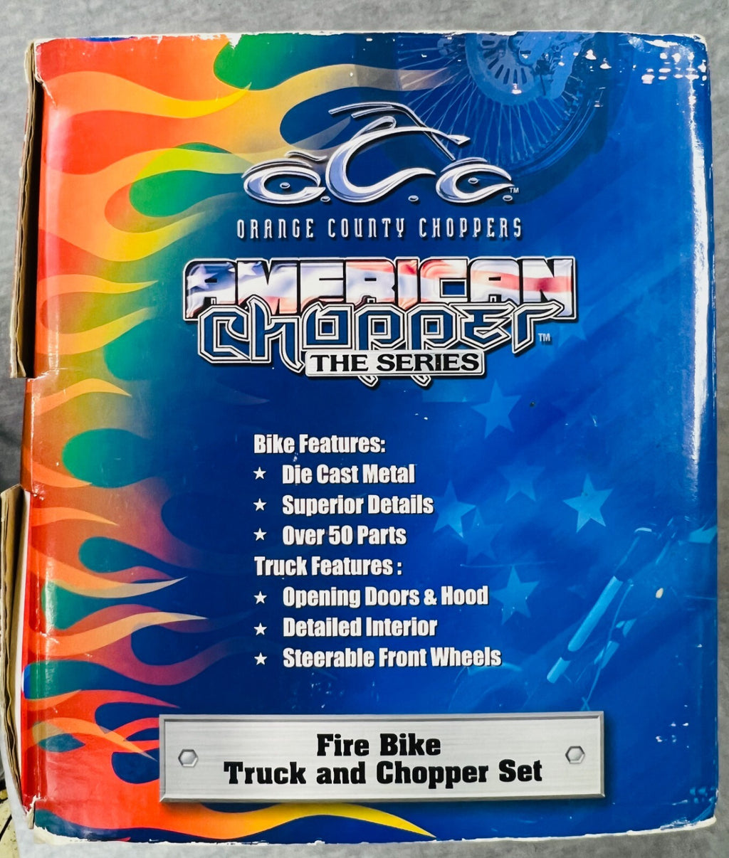 🦅🦅🦅American Chopper Fire Bike Truck and Chopper Set 1:18 Orange County🦅🦅🦅