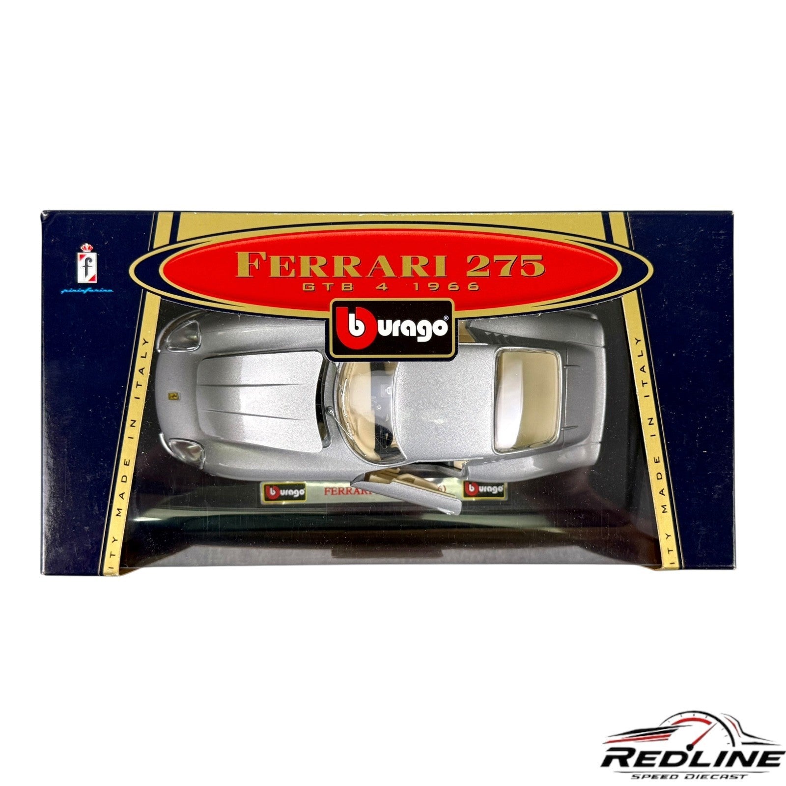 🇮🇹🇮🇹Burago  Ferrari 275 GTB/4 Silver 1966 1/24th Scale Made In Italy🇮🇹🇮🇹