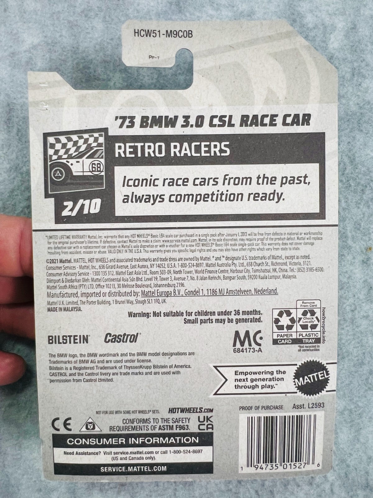 🇩🇪🇩🇪Hot Wheels '73 BMW 3.0 CSL Race Car Retro Racers H24🇩🇪🇩🇪