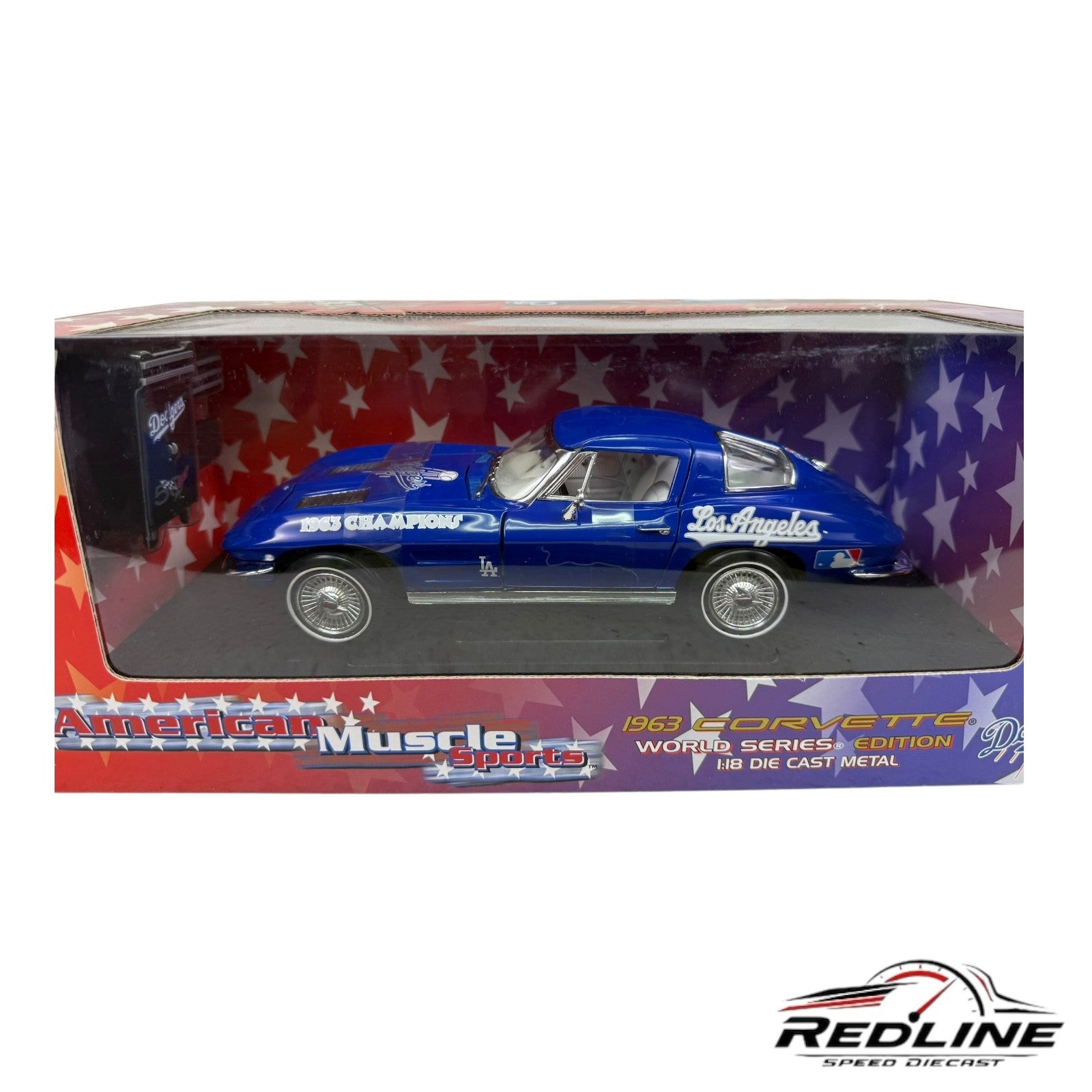 🦅🦅Ertl American Muscle 1963 Corvette Los Angeles Dodgers 1:18 B3🦅🦅