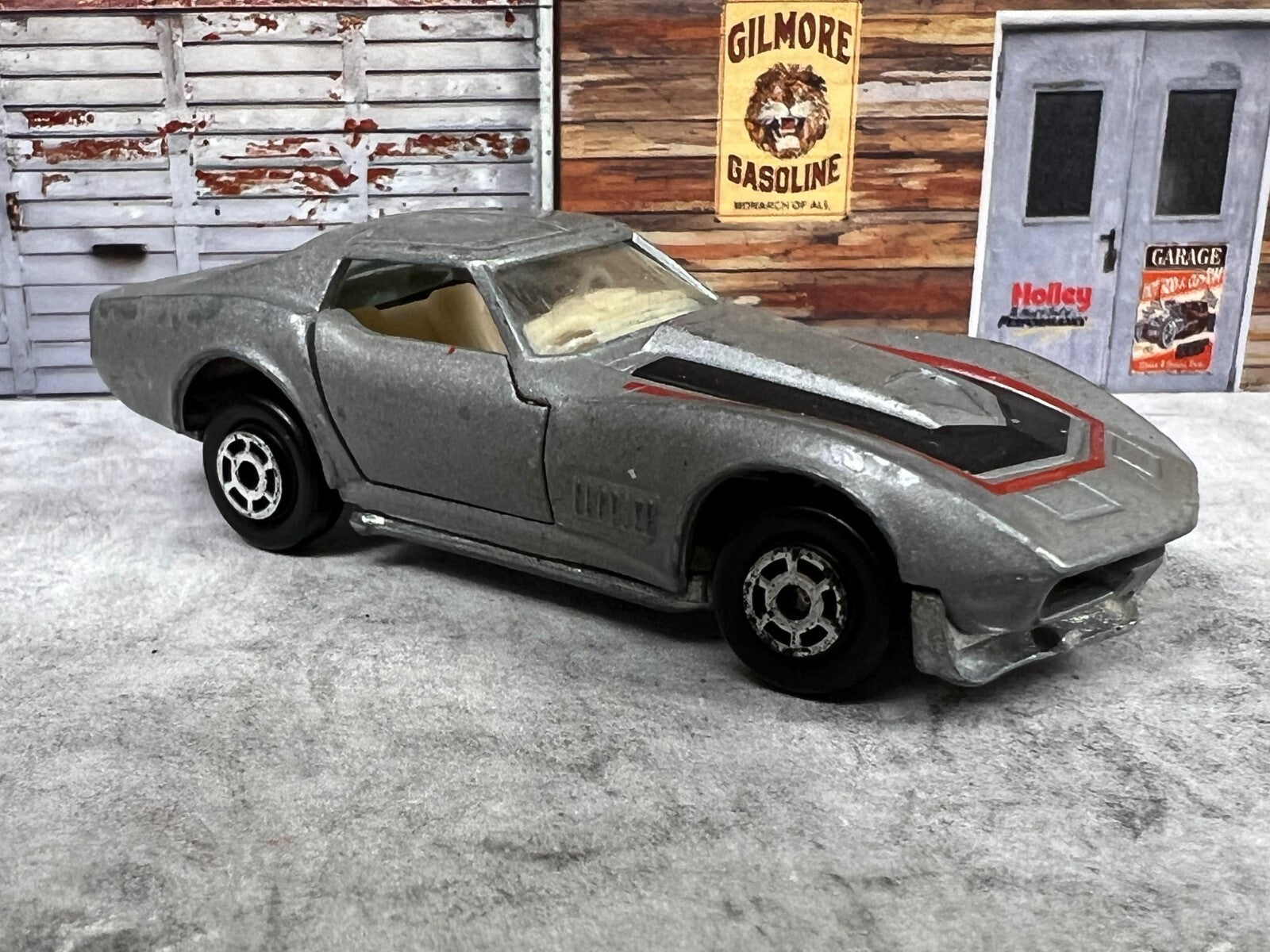 🔥Vintage Yatming NO. 1065 Silver CORVETTE STINGRAY Opening Doors HONG KONG C15