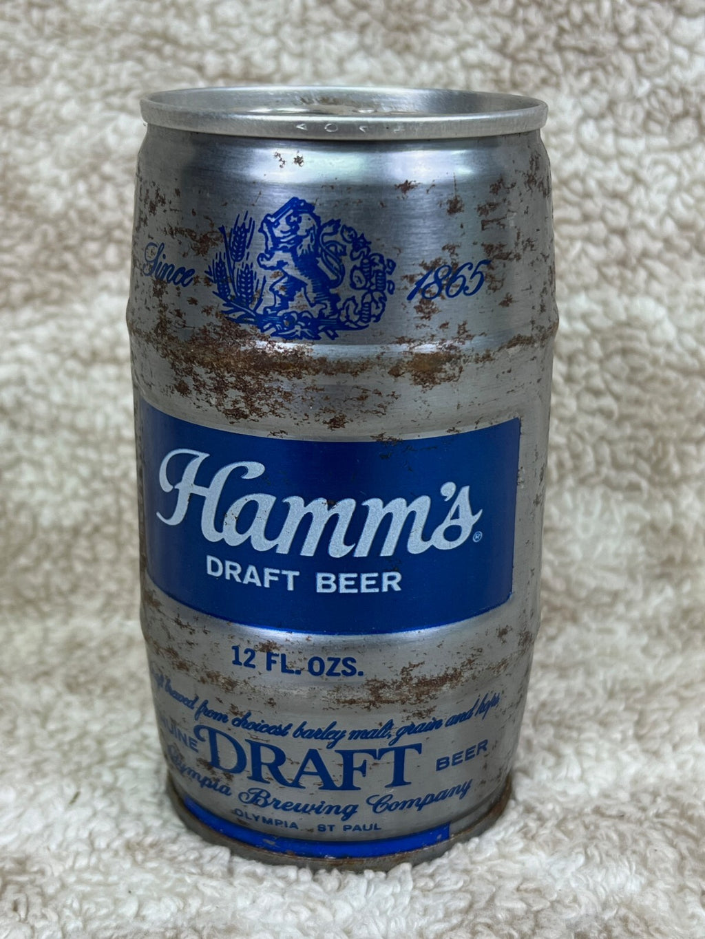 🍺🍺🍺Vintage Hamm’s Draft Beer Keg Can 12oz Silver Barrel Pull Tab 1970s🍺🍺🍺